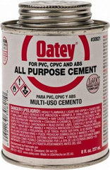 Oatey - 8 oz All-Purpose Medium Bodied Cement - Clear, Use with ABS, PVC & CPVC up to 6" Diam - Benchmark Tooling