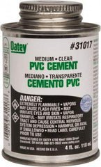 Oatey - 4 oz Medium Bodied Cement - Clear, Use with PVC up to 6" Diam - Benchmark Tooling