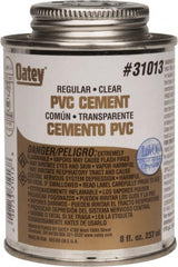 Oatey - 8 oz Regular Bodied Cement - Clear, Use with Schedule 40 PVC up to 4" Diam & Schedule 80 PVC up to 2" Diam - Benchmark Tooling