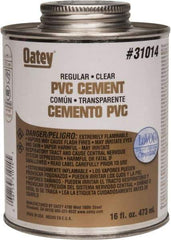 Oatey - 16 oz Regular Bodied Cement - Clear, Use with Schedule 40 PVC up to 4" Diam & Schedule 80 PVC up to 2" Diam - Benchmark Tooling