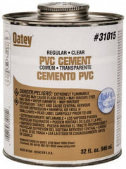 Oatey - 32 oz Regular Bodied Cement - Clear, Use with Schedule 40 PVC up to 4" Diam & Schedule 80 PVC up to 2" Diam - Benchmark Tooling