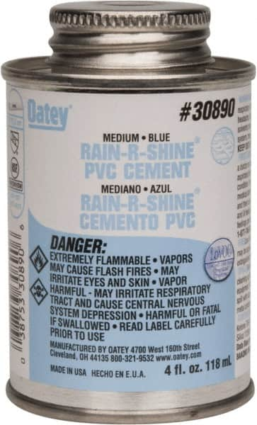 Oatey - 4 oz Medium Bodied Cement - Blue, Use with PVC up to 6" Diam - Benchmark Tooling