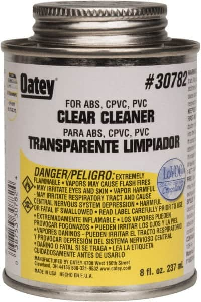 Oatey - 8 oz All-Purpose Cleaner - Clear, Use with ABS, PVC & CPVC For All Diameters - Benchmark Tooling