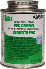 Oatey - 8 oz Heavy Duty Cement - Clear, Use with PVC up to 12" Diam - Benchmark Tooling