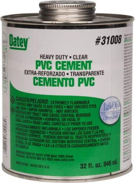 Oatey - 32 oz Heavy Duty Cement - Clear, Use with PVC up to 12" Diam - Benchmark Tooling