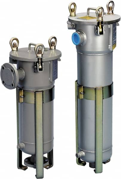 Parker - 2 Inch Pipe, FNPT End Connections, 10 Inch Long Cartridge, 43.06 Inch Long, Cartridge Filter Housing with Pressure Relief - 12 Cartridges, 60 Max GPM Flow Rate, 150 psi Max Working Pressure, 316L Grade - Benchmark Tooling