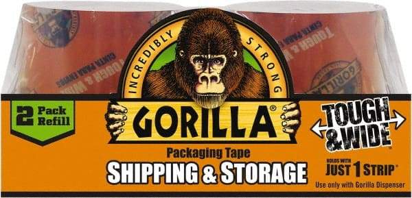 Gorilla Tape - 2-7/8" x 30 Yd Clear Acrylic Adhesive Packaging Tape - BOPP Film Backing, 3.4 mil Thick, 44 Lb Tensile Strength - Benchmark Tooling
