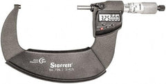 Starrett - Standard Throat IP67 Electronic Outside Micrometer - Ratchet Stop Thimble, Carbide Face, CR2032 Battery - Benchmark Tooling