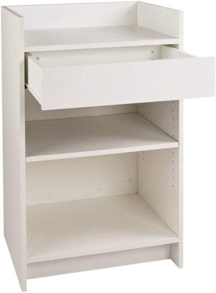 ECONOCO - 1 Shelf, Closed Shelving Register Stand - 24 Inch Wide x 24 Inch Deep x 38 Inch High, White - Benchmark Tooling