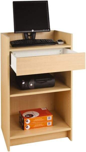 ECONOCO - 1 Shelf, Closed Shelving Register Stand - 24 Inch Wide x 24 Inch Deep x 38 Inch High, Maple - Benchmark Tooling