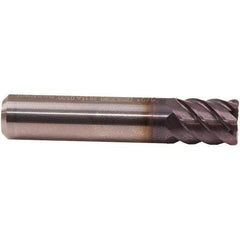 Emuge - 1/4" Diam, 1/2" LOC, 6 Flute Solid Carbide Roughing & Finishing End Mill - TiAlN Finish, 2" OAL, 1/4" Shank Diam, Cylindrical Shank, 50° Helix, Stub Length - Benchmark Tooling