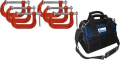 Gibraltar - 6" Max Opening Capacity, Deep Throat Standard C-Clamp Set - 6,600 Lb Load Capacity - Benchmark Tooling