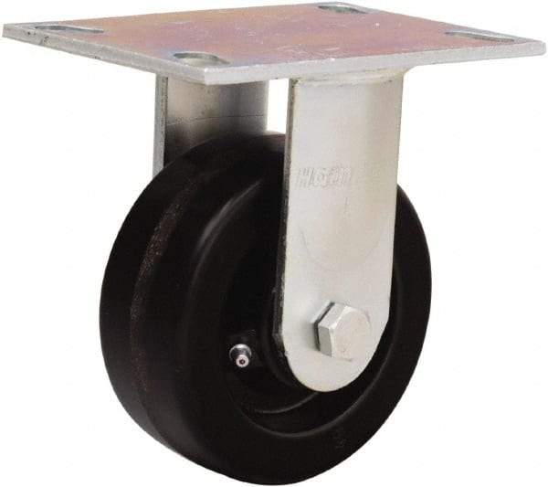 Hamilton - 5" Diam x 2" Wide x 6-1/2" OAH Top Plate Mount Rigid Caster - Phenolic, 900 Lb Capacity, Straight Roller Bearing, 4-1/2 x 6-1/4" Plate - Benchmark Tooling