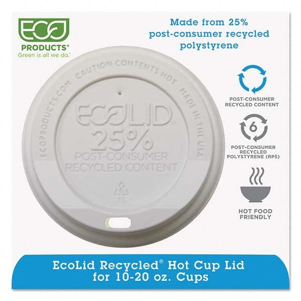 ECO PRODUCTS - EcoLid 25% Recy Content Hot Cup Lid, White, F/10-20 oz, 100/PK, 10 PK/CT - Benchmark Tooling