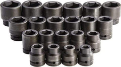 Proto - 21 Piece 1" Drive Standard Impact Socket Set - 6 Points, 3/4 to 2", Inch Measurement Standard - Benchmark Tooling