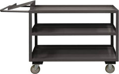 Durham - 1,200 Lb Capacity, 30" Wide x 60" Long x 37-5/8" High Order Picking Cart - 3 Shelf, Steel, 2 Rigid/2 Swivel Casters - Benchmark Tooling