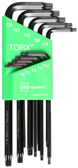 10 Piece - T6; T7; T8; T9; T10; T15; T20; T25; T27; T30 MagicRing® Screw Holding - Torx Long Arm L-Key Set - Benchmark Tooling