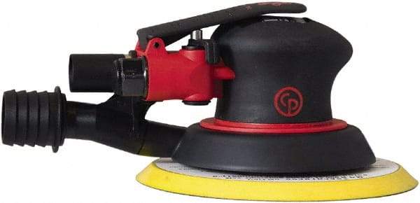 Chicago Pneumatic - 12,000 OPM, 16 CFM Air Consumption, 90 psi Air Pressure, Palm Air Orbital Sander - Round Pad, Hook & Loop Backing, 1/4" Inlet - Benchmark Tooling