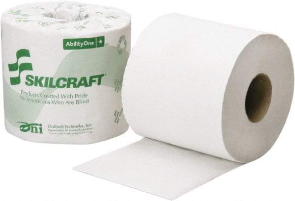 Ability One - 1,000' Roll Length x 3-3/4" Sheet Width, Standard Roll Toilet Tissue - 1,000 Sheets per Roll, Single Ply, White, Recycled Fiber - Benchmark Tooling