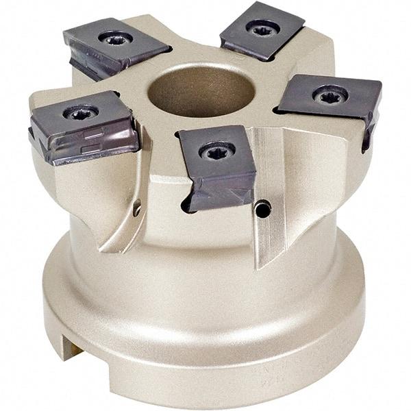 Iscar - 20 Inserts, 3" Cut Diam, 1-1/4" Arbor Diam, 1.87" Max Depth of Cut, Indexable Square-Shoulder Face Mill - 0/90° Lead Angle, 2.7" High, T490 LN.. 1306 Insert Compatibility, Through Coolant, Series Helitang - Benchmark Tooling