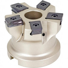 Iscar - 6 Inserts, 3" Cut Diam, 1-1/4" Arbor Diam, 0.118" Max Depth of Cut, Indexable Square-Shoulder Face Mill - 0/90° Lead Angle, 2" High, HTP LNHT 1606 Insert Compatibility, Through Coolant, Series TangPlunge - Benchmark Tooling