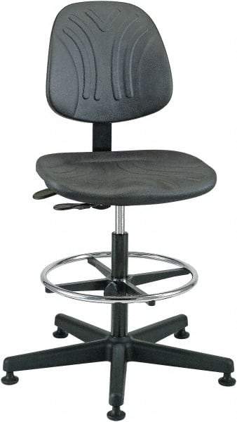 Bevco - 19 to 26-1/2" High Pneumatic Height Adjustable Chair - 27" Wide x 27" Deep, Polyurethane Seat, Black - Benchmark Tooling