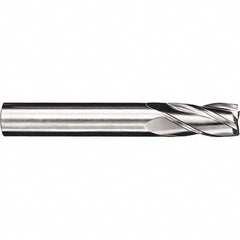 SGS - 3mm, 8mm LOC, 3mm Shank Diam, 38mm OAL, 4 Flute, Solid Carbide Square End Mill - Single End, Uncoated, Spiral Flute, 30° Helix, Centercutting, Right Hand Cut, Right Hand Flute, Series 54M - Benchmark Tooling