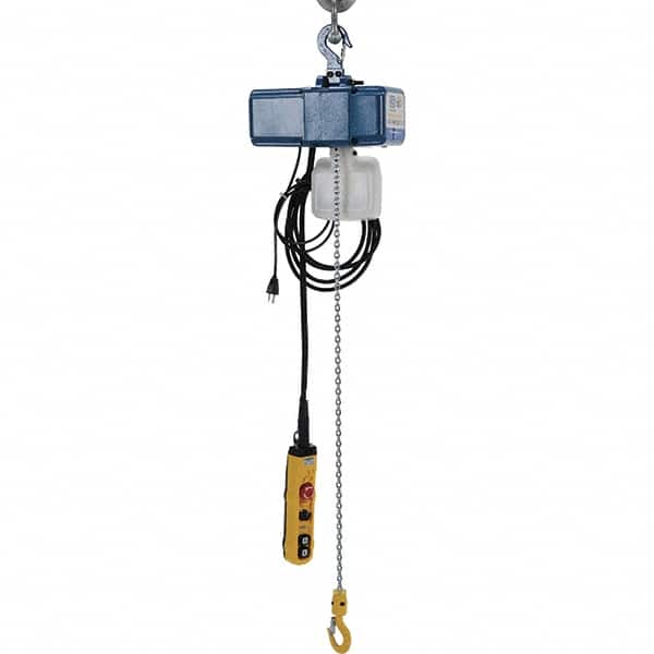 Vestil - 1/8 Ton Capacity, 0 to 49 FPM Lift Speed, 115 Volt, Electric Chain Hoist - 0.5 Output hp, 13' Max Lift - Benchmark Tooling