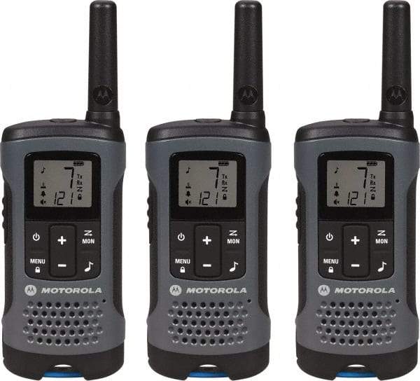 Motorola - 16 Mile Range, 22 Channel, 0.5 & 1.5 Watt, Series Talkabout, Recreational Two Way Radio - FRS/GMRS Band, 462.55 to 467.7125 Hz, AA & NiMH Battery, 12 NiMH & 29 AA hr Life, 12.87" High x 10.83" Wide x 1.78" Deep, Low Battery Alerts - Benchmark Tooling