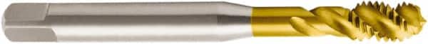 Seco - #12-24 UNC 3 Flute 2B Modified Bottoming Spiral Flute Tap - Powdered Metal, TiN Finish, 82.2mm OAL, Right Hand Flute, Right Hand Thread, H6 - Benchmark Tooling