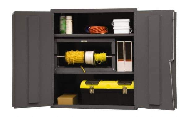 Durham - 2 Shelf Locking Storage Cabinet - Steel, 48" Wide x 24" Deep x 80" High, Gray - Benchmark Tooling