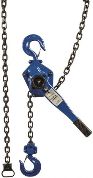 Value Collection - 6,000 Lb Lifting Capacity, 10' Lift Height, Lever Hoist - Made from Chain, 71 Lb Avg Pull to Lift Rated Load, 1 Chain - Benchmark Tooling