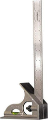 LaGesse Products - 2 Piece, 12" Combination Square Set - 1/16, 1/32, 1/64 & 1/8" (Inch) Graduation, Stainless Steel Blade, Aluminum Square Head - Benchmark Tooling