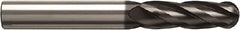 Seco - 4mm Diam, 12mm LOC, 4 Flute Solid Carbide Ball End Mill - NXT Finish, Single End, 57mm OAL, 6mm Shank Diam, Spiral Flute - Benchmark Tooling