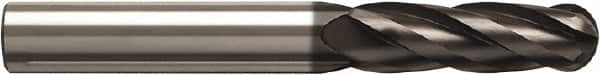 Seco - 8mm Diam, 40mm LOC, 4 Flute Solid Carbide Ball End Mill - NXT Finish, Single End, 80mm OAL, 8mm Shank Diam, Spiral Flute - Benchmark Tooling