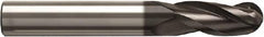 Seco - 1.5mm Diam, 3mm LOC, 3 Flute Solid Carbide Ball End Mill - NXT Finish, Single End, 38mm OAL, 3mm Shank Diam, Spiral Flute - Benchmark Tooling