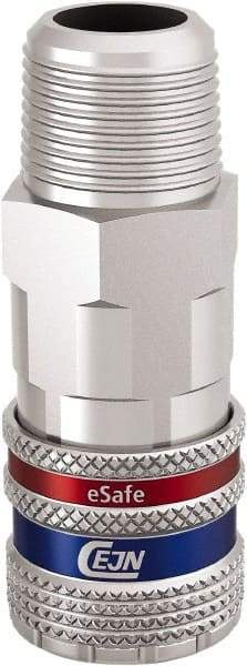 CEJN - 1/2 Male NPT European High Flow Pneumatic Hose Safety Coupler - Steel/Brass, 3/8" Body Diam - Benchmark Tooling