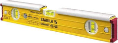 Stabila - 16" Long 3 Vial Spirit Level - Aluminum, Yellow, 2 Plumb & 1 Level Vials - Benchmark Tooling