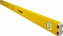 Stabila - 48" Long 3 Vial Spirit Level - Aluminum, Yellow, 2 Plumb & 1 Level Vials - Benchmark Tooling