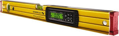 Stabila - Magnetic 24" Long 3 Vial Box Beam Level - Aluminum, Yellow, 1 Plumb & 1 Level Vial - Benchmark Tooling