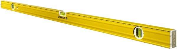 Stabila - 72" Long 3 Vial Box Beam Level - Aluminum, Yellow, 2 Plumb & 1 Level Vials - Benchmark Tooling