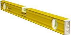 Stabila - 24" Long 3 Vial Box Beam Level - Aluminum, Yellow, 2 Plumb & 1 Level Vials - Benchmark Tooling