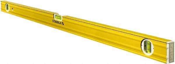 Stabila - 48" Long 3 Vial Box Beam Level - Aluminum, Yellow, 2 Plumb & 1 Level Vials - Benchmark Tooling