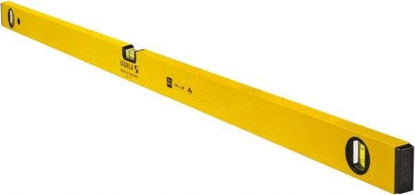 Stabila - 48" Long 3 Vial Box Beam Level - Aluminum, Yellow, 2 Plumb & 1 Level Vials - Benchmark Tooling