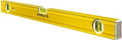 Stabila - 24" Long 3 Vial Box Beam Level - Aluminum, Yellow, 2 Plumb & 1 Level Vials - Benchmark Tooling