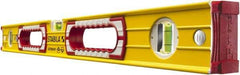 Stabila - 24" Long 3 Vial Box Beam Level - Aluminum, Yellow, 2 Plumb & 1 Level Vials - Benchmark Tooling