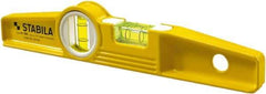 Stabila - 10" Long 2 Vial Torpedo Level - Die Cast, Yellow, 1 Plumb & 1 Level Vial - Benchmark Tooling