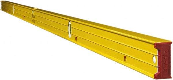 Stabila - Magnetic 96" Long 3 Vial Box Beam Level - Aluminum, Yellow, 2 Plumb & 1 Level Vials - Benchmark Tooling