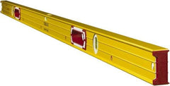 Stabila - Magnetic 78" Long 3 Vial Box Beam Level - Aluminum, Yellow, 2 Plumb & 1 Level Vials - Benchmark Tooling