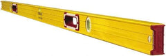 Stabila - 59" Long 3 Vial Box Beam Level - Aluminum, Yellow, 2 Plumb & 1 Level Vials - Benchmark Tooling